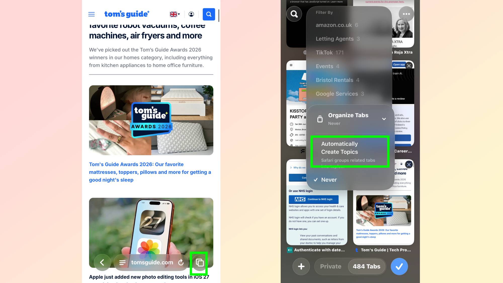 Safari iOS 27'de Sekmeleri Otomatik Gruplama